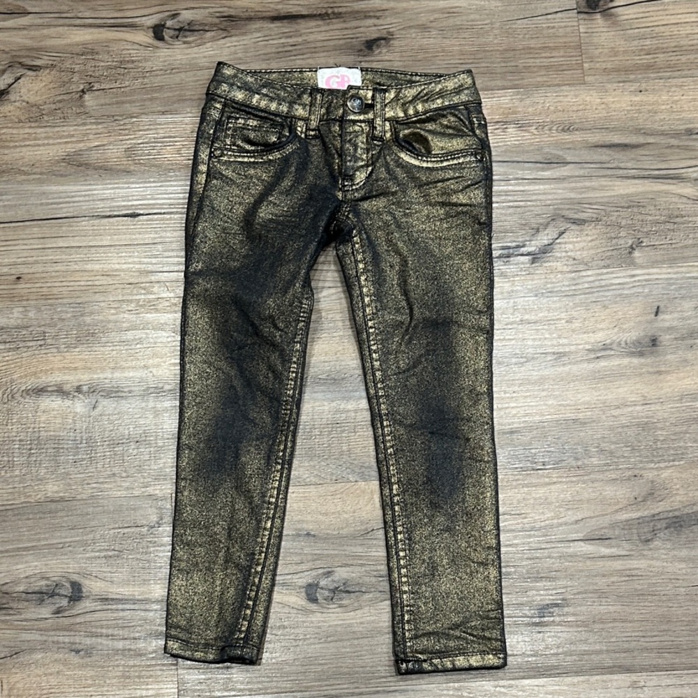 GB Girls Black and Gold Skinny Jeans